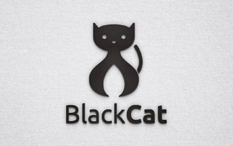 Bellissimo modello di logo con silhouette di animale domestico gatto nero