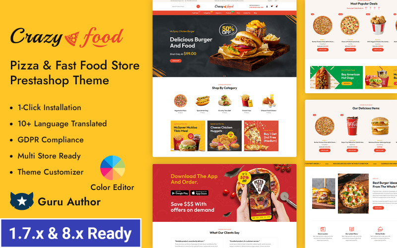 Crazyfood – obchod s pizzou a rychlým občerstvením Responzivní téma PrestaShop