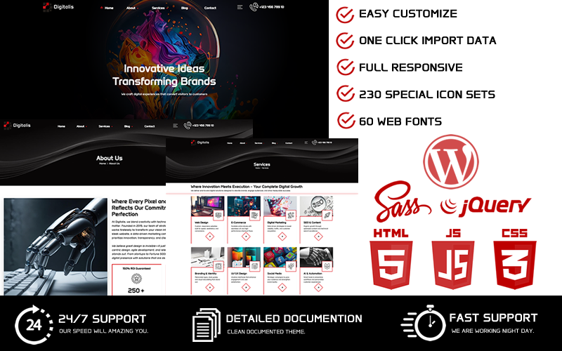 Digitalis - сучасна тема WordPress для цифрового агентства