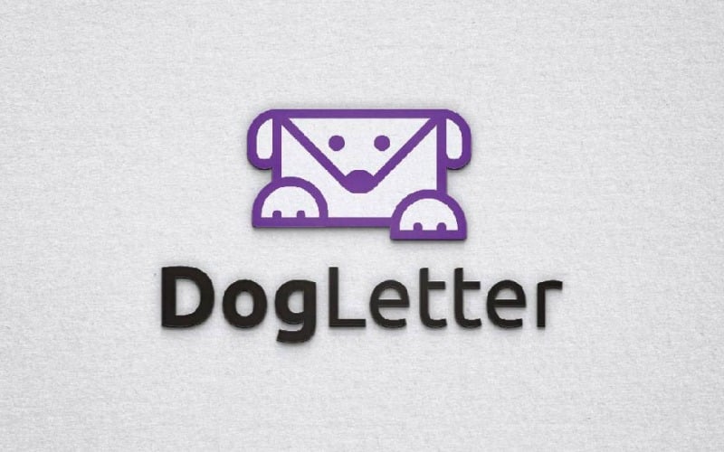 Modèle de logo de ligne d'enveloppe de lettre de message de caractère de chien