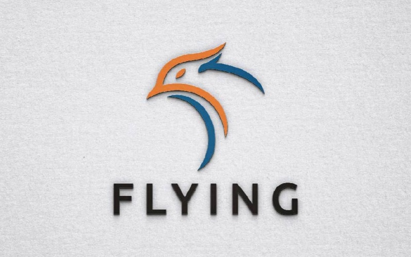 Modèle de logo de ligne de liberté volante de tête d'animal d'oiseau de phénix