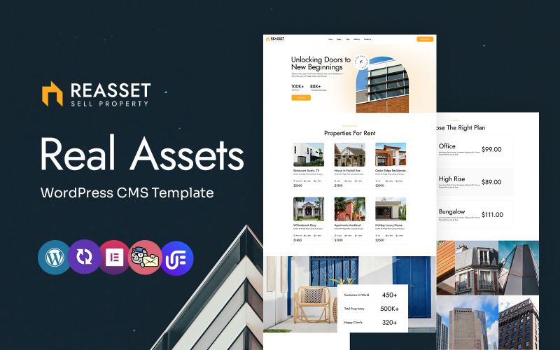Reasset – багатоцільова тема WordPress Elementor для торговців нерухомістю та нерухомістю
