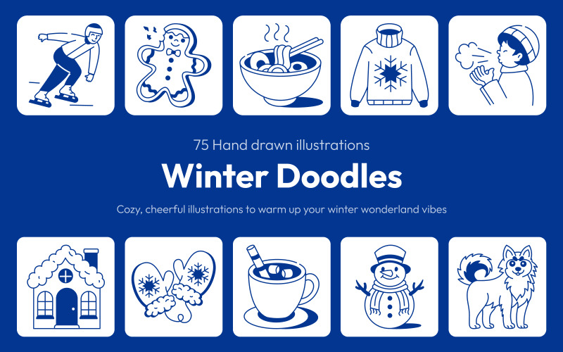 Vinter ritning Illustration Set