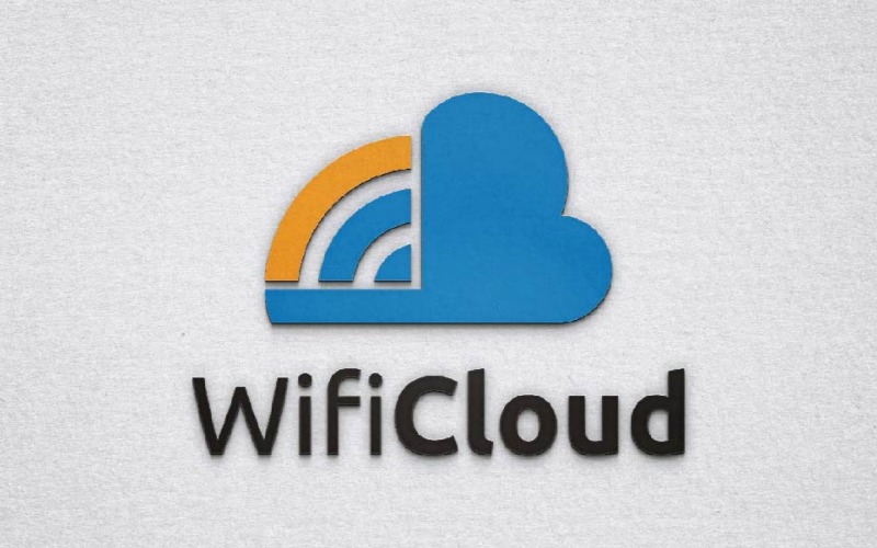 Modello di logo per la tecnologia di archiviazione di accesso alla rete Internet cloud Wi-Fi