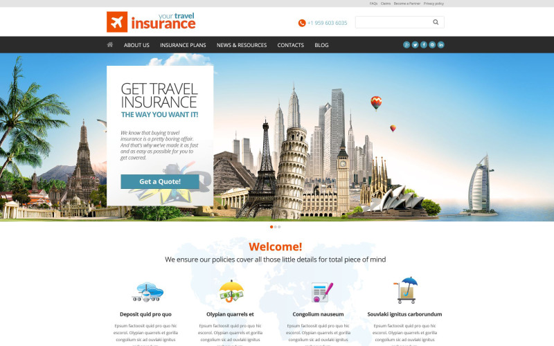Modèle de site Web réactif d'assurance