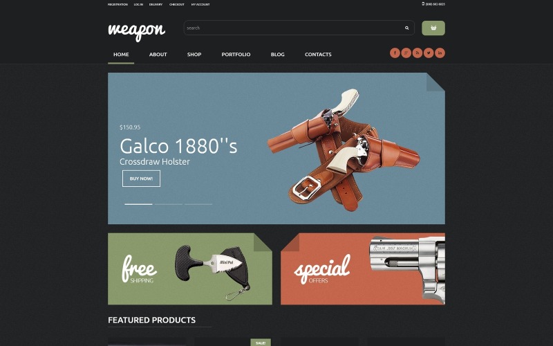 Motyw WooCommerce sklepu z bronią