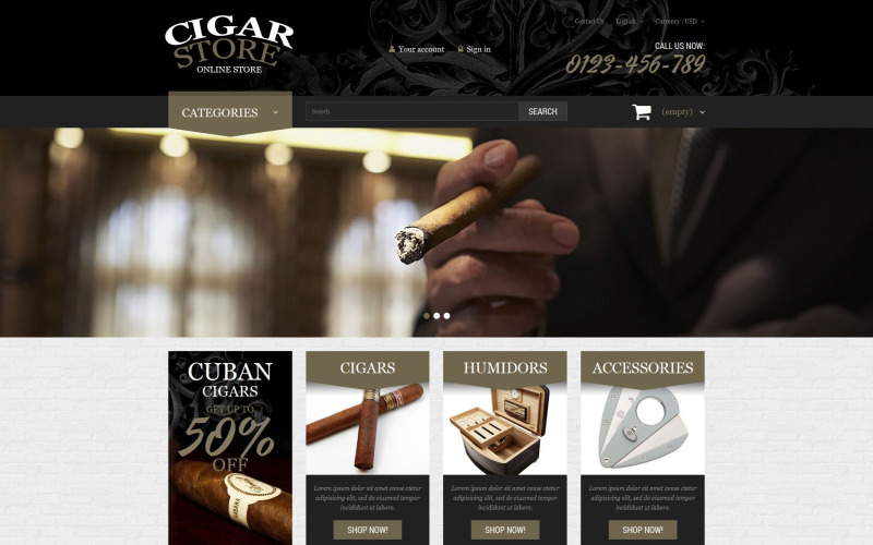 Tema PrestaShop di diversione del fumo di sigari