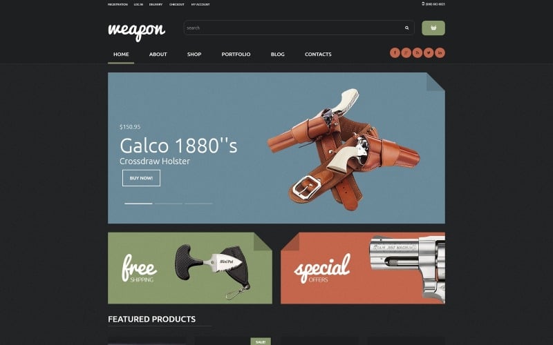 Тема WooCommerce для магазина оружия