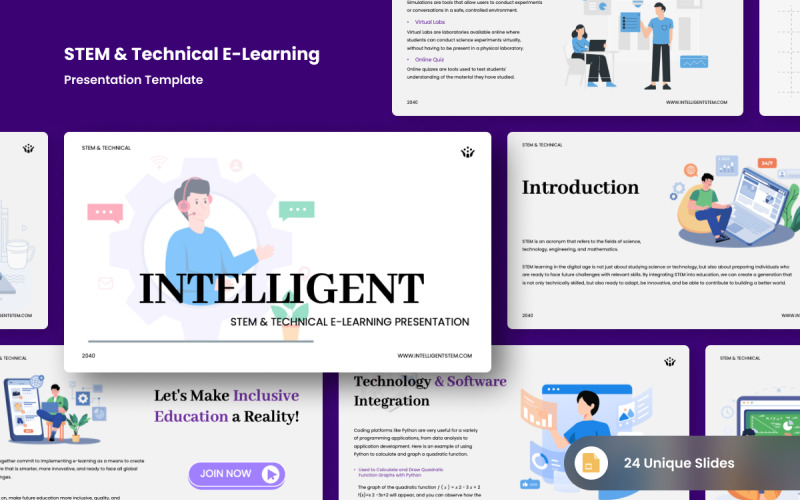 Apresentação de e-learning técnico e STEM no Google Slide