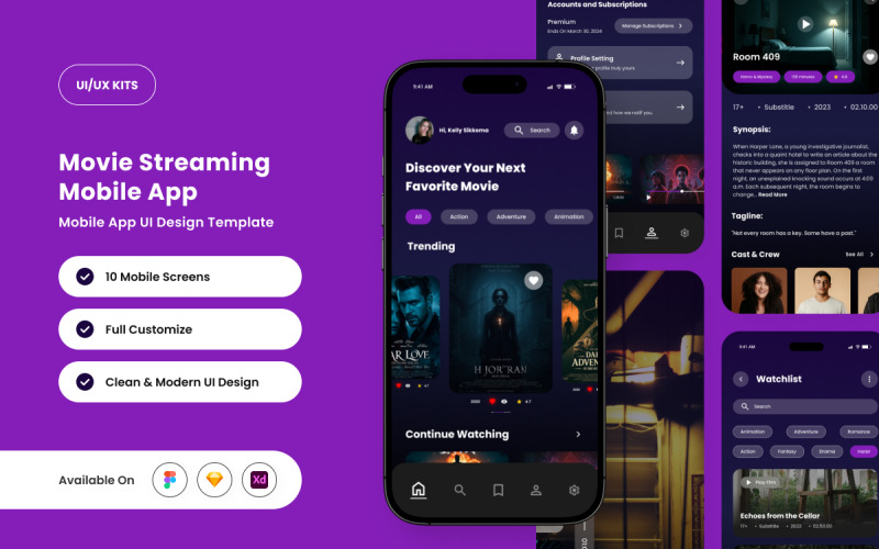 LuminIX – Movie Streaming mobilalkalmazás tervezősablonja