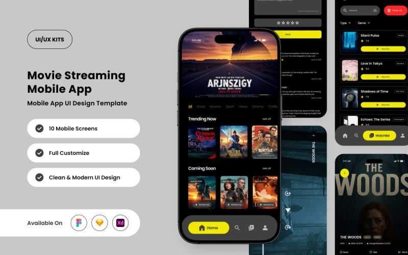 MoviX – Modelo de design para aplicativo móvel de streaming de filmes
