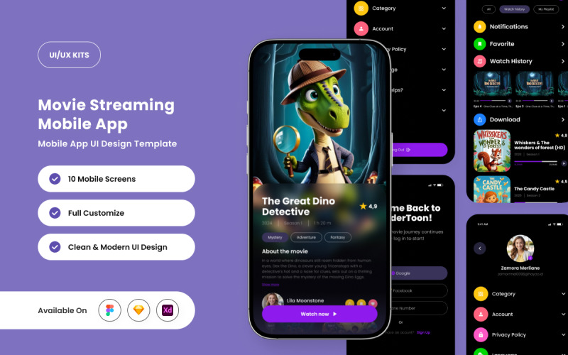 WonderToon – Movie Streaming Mobile App Design Template