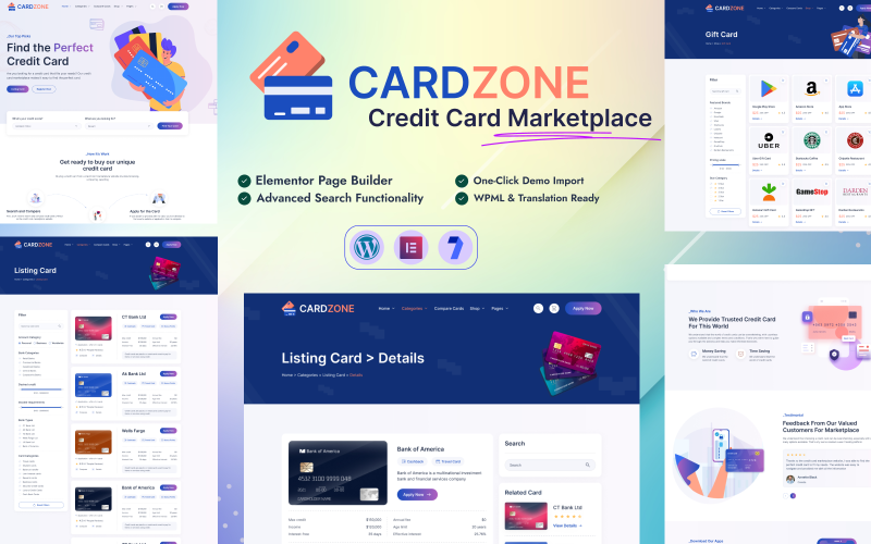 CardZone - Kreditkort Affiliate Marketplace Elementor WooCommerce WordPress Theme