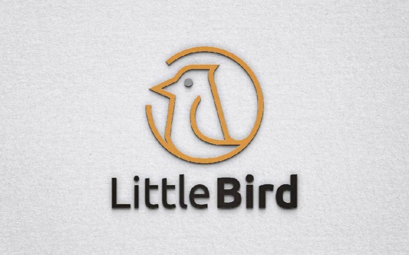 Cirkel klein vogeldier mascotte karakterlijn logo sjabloon
