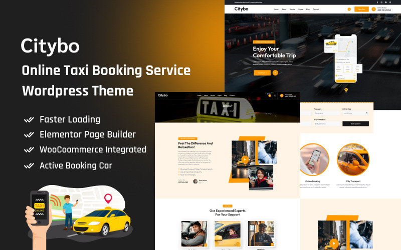 Citybo - Online taxi služba rezervace Wordpress téma