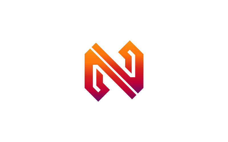 多边形字母 N 标志几何品牌设计现代多边形 N 标志为创意产业