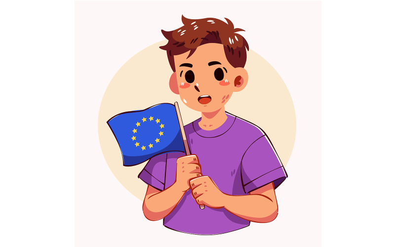 Jongeren met Europese vlag