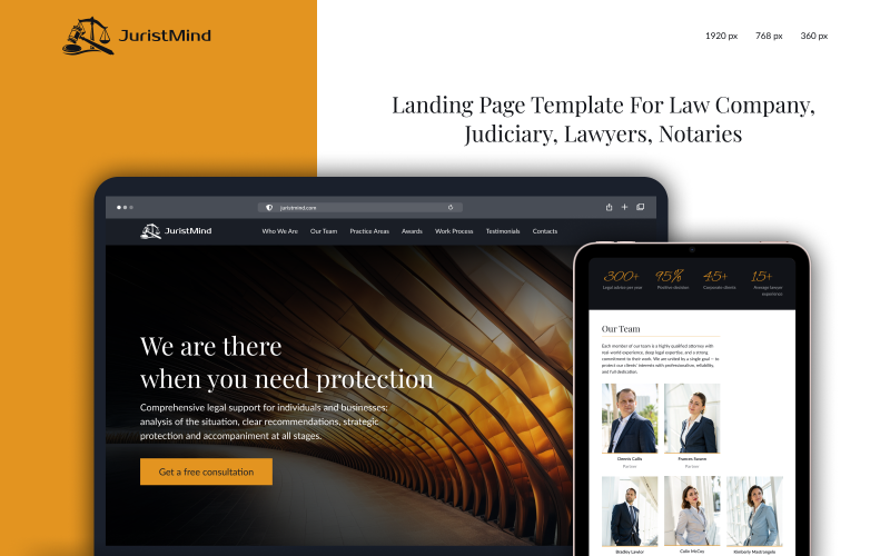 JuristMind – Modelo de interface de usuário para landing page de empresa de advocacia