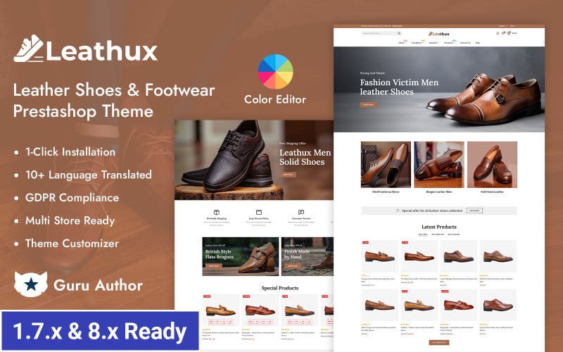 Leathux – PrestaShop Responsive Theme für Lederschuhe und Schuhgeschäfte