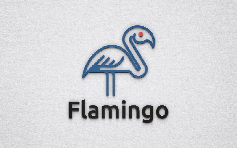 Modèle de logo de ligne magnifique oiseau flamant rose nature animal dans la jungle