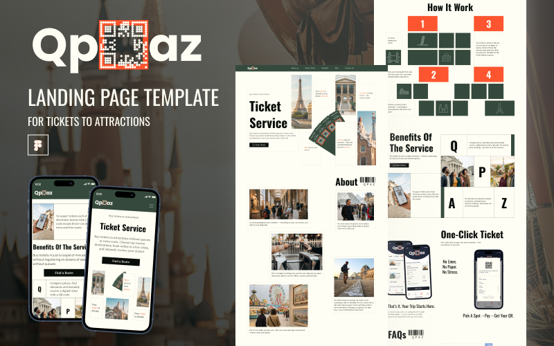 QPAZ – Šablona uživatelského rozhraní vstupní stránky pro rezervaci vstupenek do atrakcí po celém světě