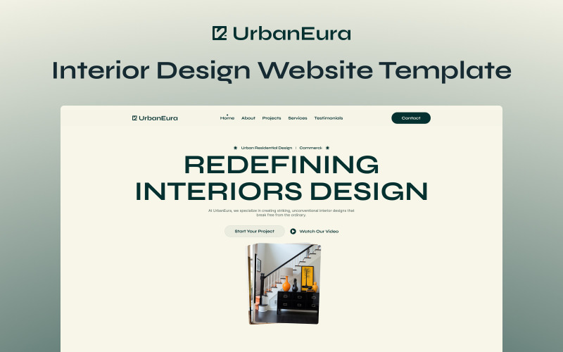 UrbanEura – Modello di sito web per la progettazione di interni di NextJs