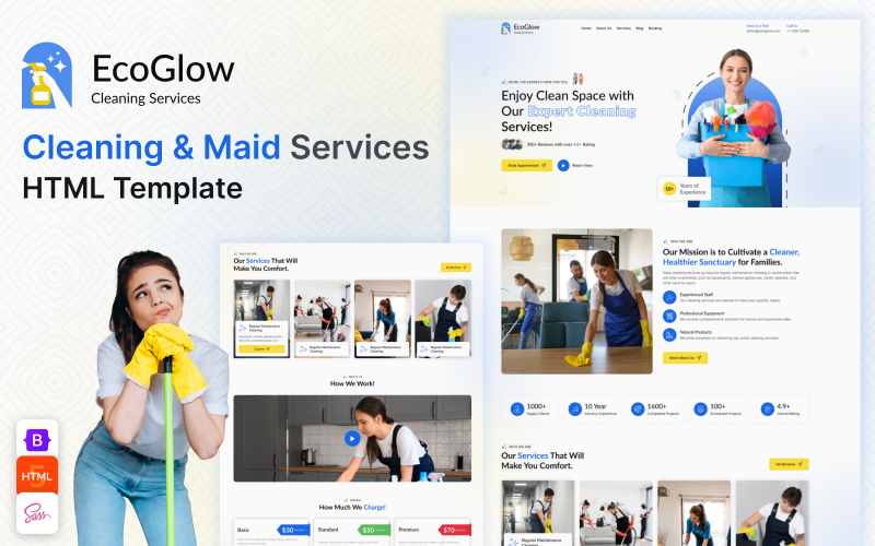EcoGlow - Responsiv HTML5-webbplatsmall för städtjänster