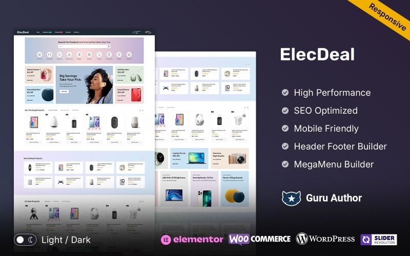 ElecDeal - obchod s elektronikou, gadgety a technologiemi MegaShop Responzivní WooCommerce šablona