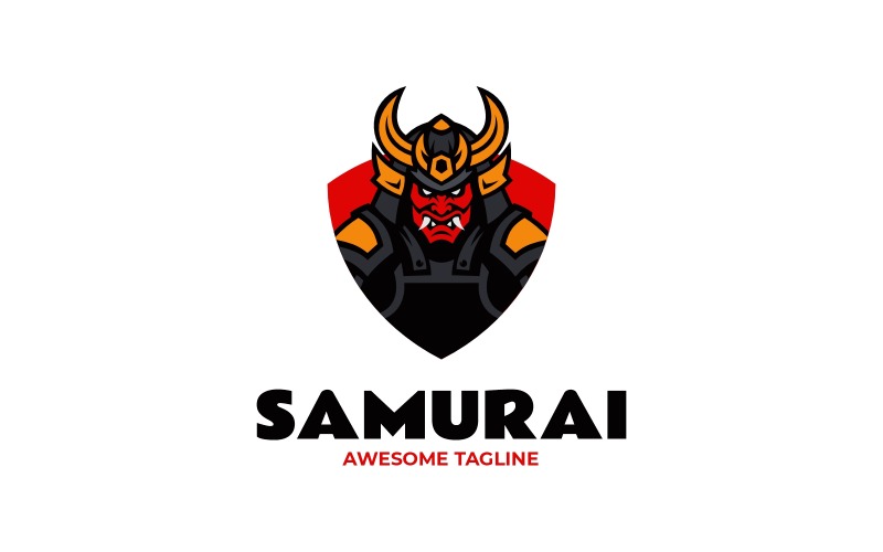Conception du logo de la mascotte du guerrier samouraï