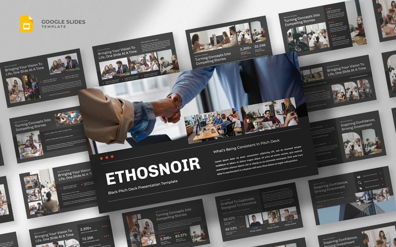 Ethosnoir - 黑色 Pitch Deck Google 幻灯片模板