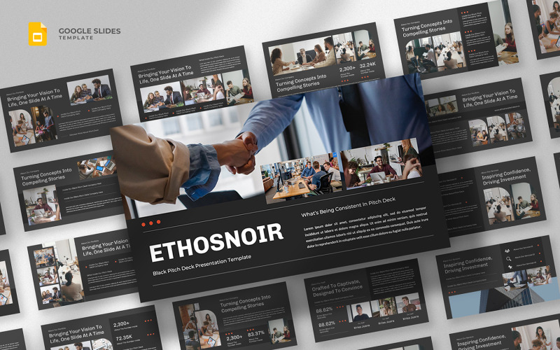 Ethosnoir – Schwarze Pitch Deck-Vorlage für Google Slides