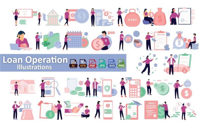 Ilustração de Operação de Empréstimo – Conceito de Serviços Financeiros para Plataformas Bancárias e de Empréstimo