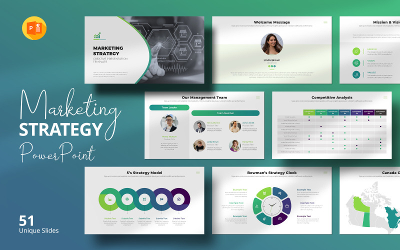 Modello di PowerPoint per la strategia di marketing dinamico