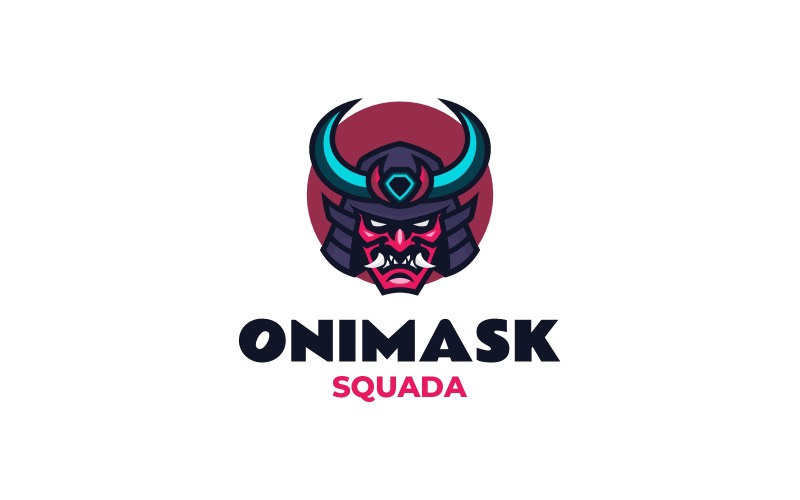 Oni 面具吉祥物标志设计