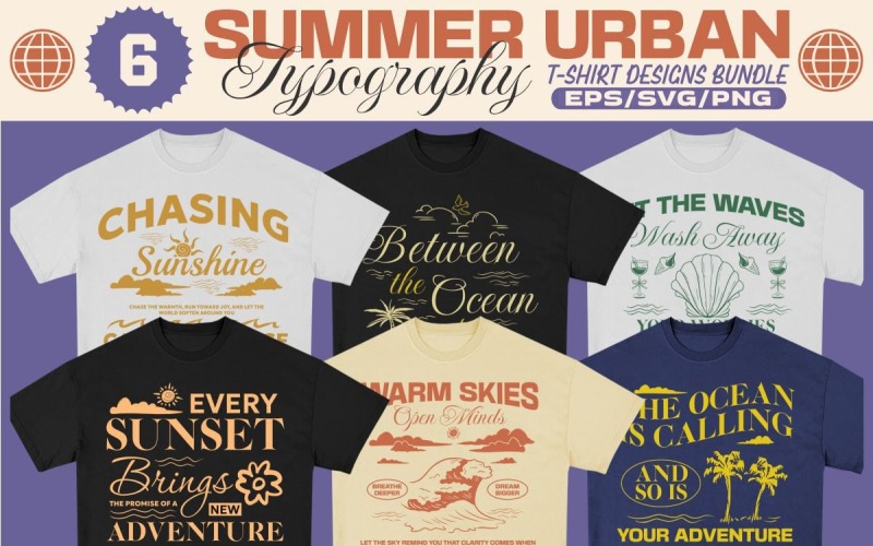Pacchetto di design per magliette con tipografia urbana estiva