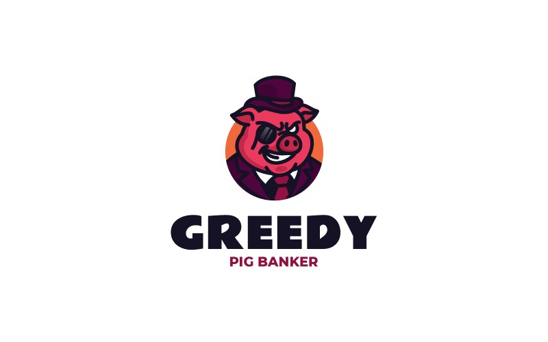 Pig Banker - дизайн логотипа талисмана-свиньи