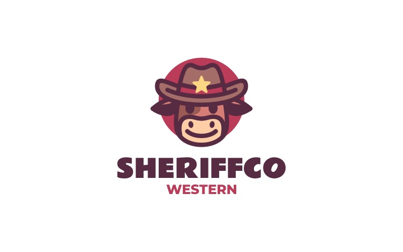 Sheriff Cow - Дизайн логотипа талисмана коровы