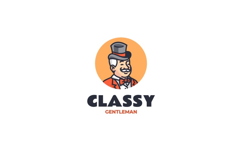Design del logo della mascotte del gentiluomo di classe