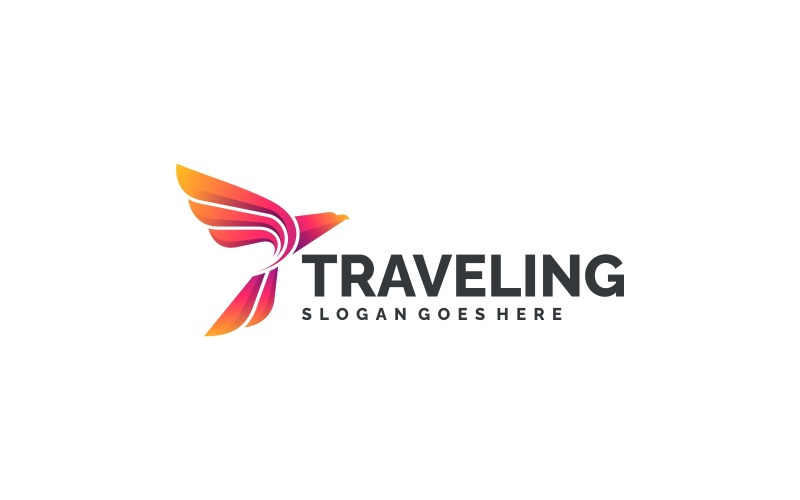 Logo moderno e colorato di un uccello viaggiatore