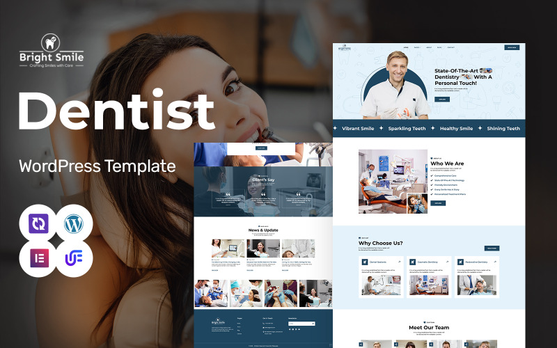 Ragyogó mosoly - Fogászati Klinika és Fogorvos WordPress Elementor Téma