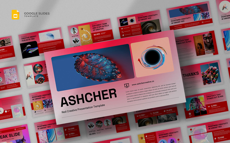 Ashcher - Red Creative Szablon Google Slides