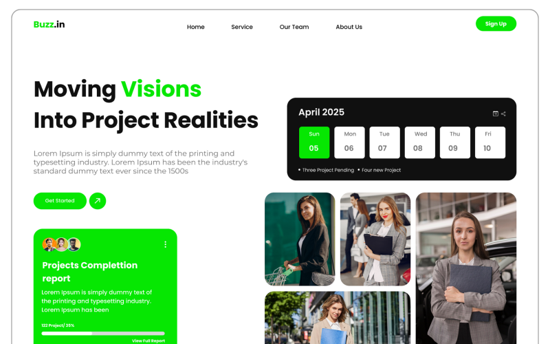 Interface utilisateur Hero du site Web de gestion de projet