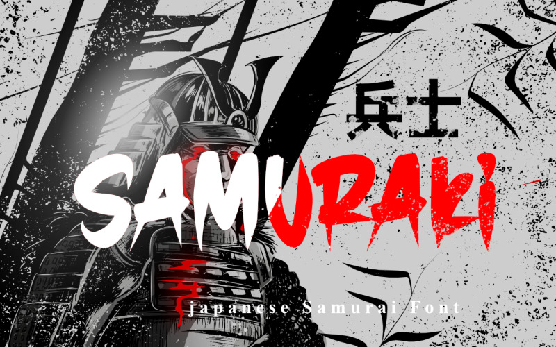 Samuraki japanska samurai teckensnitt