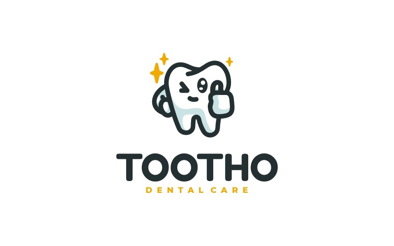 Schattig tandmascotte logo-ontwerp 274