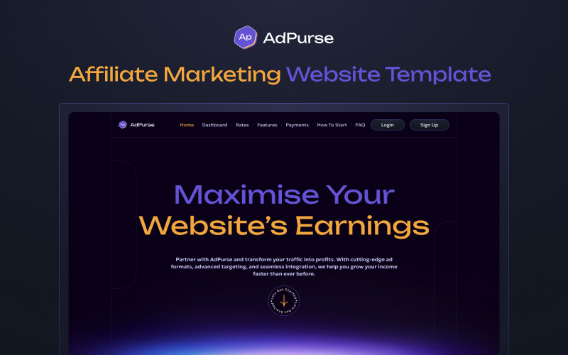 AdPurse - шаблон Elementor для монетизации веб-сайта OnePage