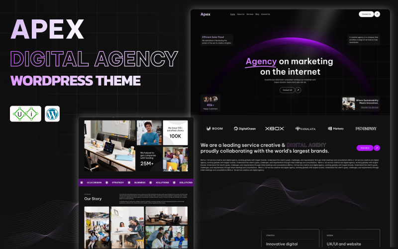 Apex - Thème WordPress pour portfolio créatif et agence numérique