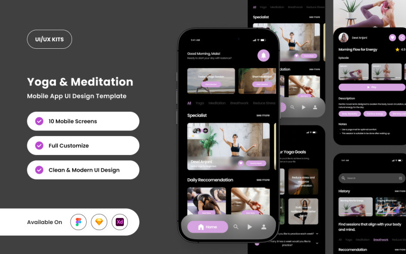 Ayuné – Modèle de conception d’application de yoga et de méditation
