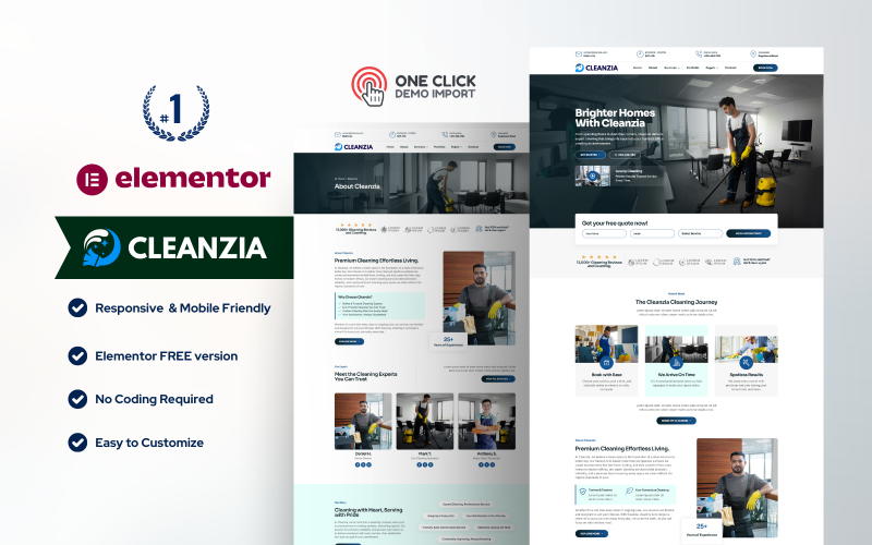Cleanzia – набор шаблонов WordPress Elementor для клининговых услуг