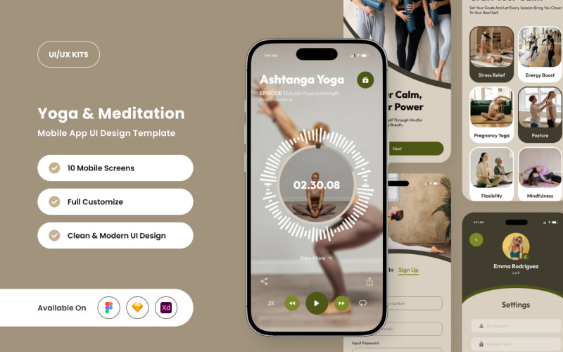 NoreniTee – Modèle de conception d'application de yoga et de méditation