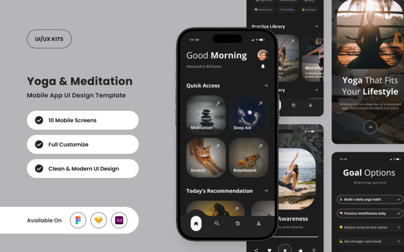 Sattva – Modelo de Design de Aplicativo de Yoga e Meditação